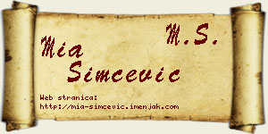 Mia Simčević vizit kartica